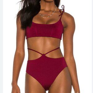 Agua Bendita Genoveva Leva Top & Safire Leva Bottom Burgundy Bikini